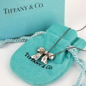 Authentic TIFFANY＆Co. ribbon Necklace Silver925 [Used]